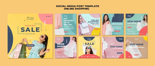 Free PSD | Online shopping social media post template