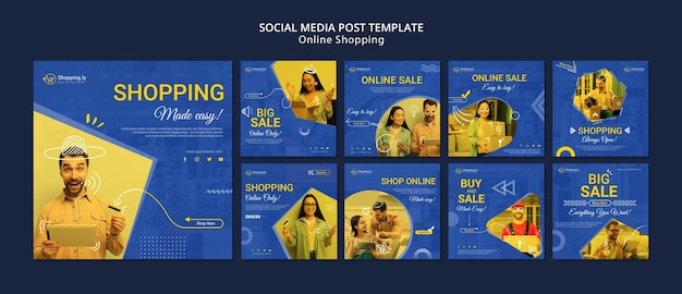 PSD gratuito modello di post di social media shopping online