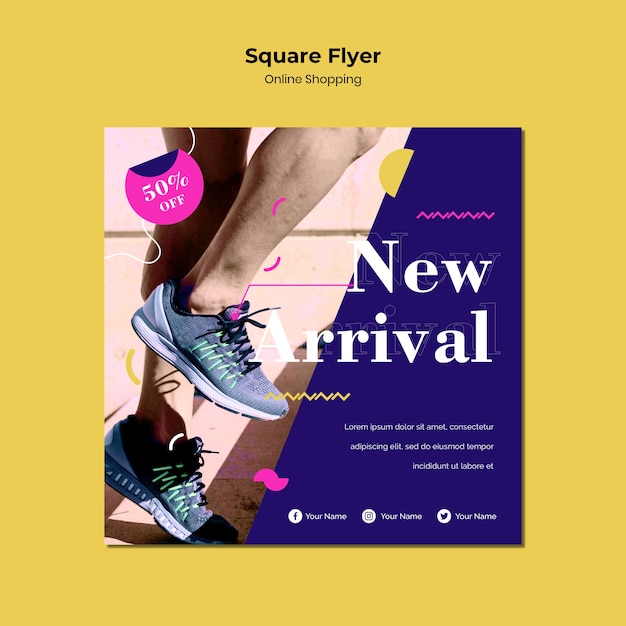 Online shopping square flyer design