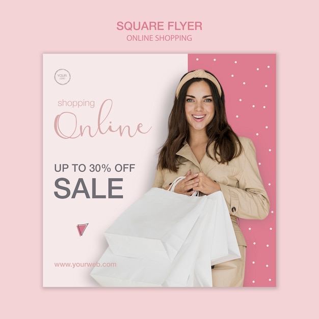 Free PSD online shopping square flyer template