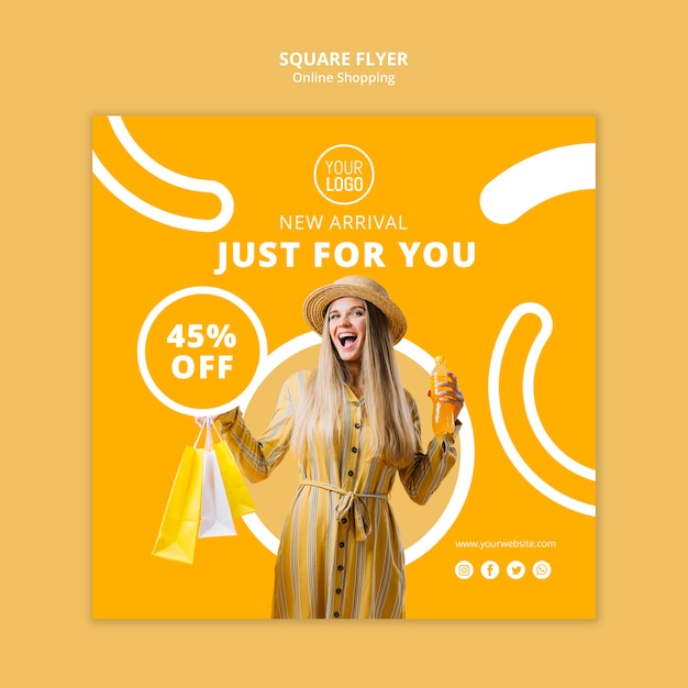 Online shopping square flyer template