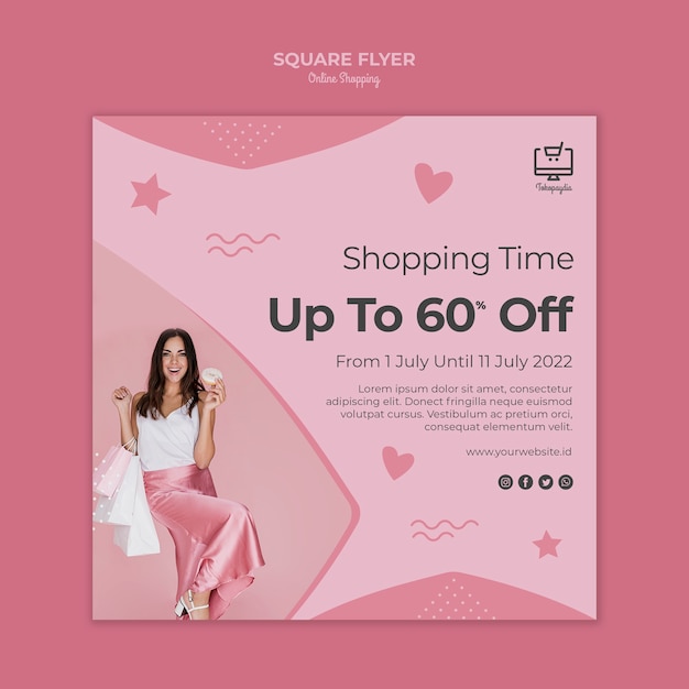 Online shopping square flyer