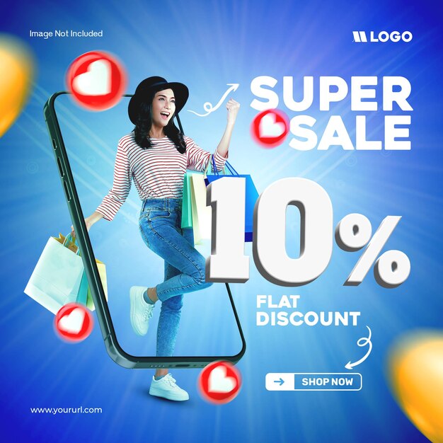 Online shopping super sale socila media template