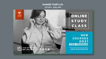 PSD gratuito modello di banner di studio online