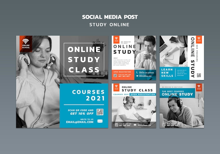 Free PSD online study social media posts