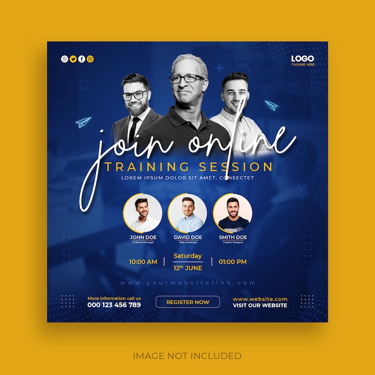 Free PSD online training session social media post template with multiple speakers