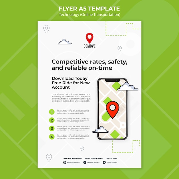 Free PSD online transportation flyer template