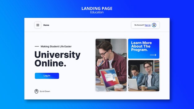 Online university landing page template