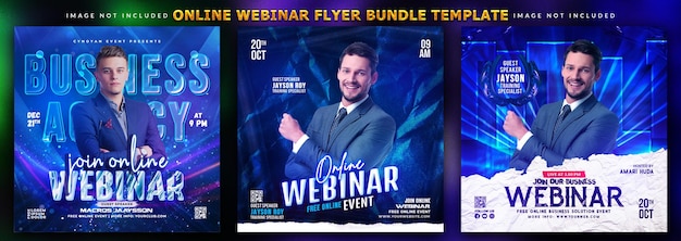 Online webinar flyer bundle or social media promotional banner template