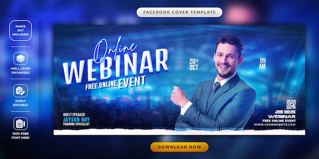 Online webinar flyer or social media banner template