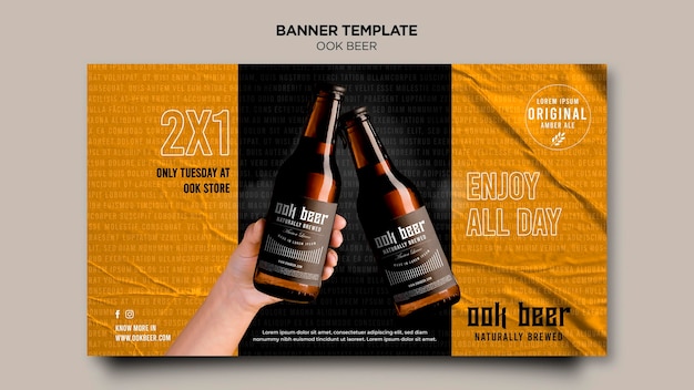 PSD gratuito banner di modello di annuncio di birra ook