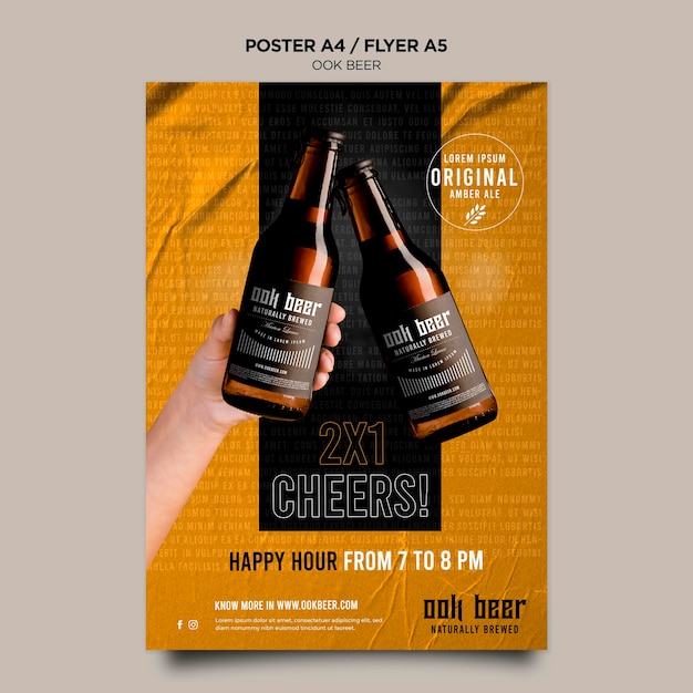 PSD gratuito ook poster modello di birra