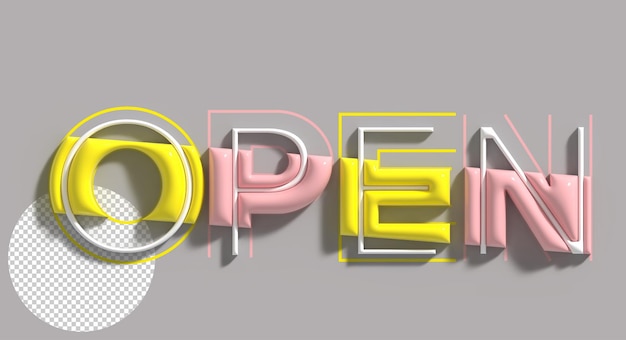 Free PSD open 3d lettering typographical transparent psd