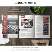 Free PSD open a5 magazine mockup