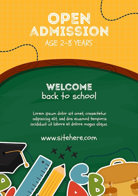 Open admission for children poster template