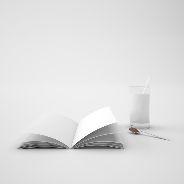 Open book and spoon with coffee