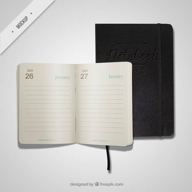 Free PSD open diary and notebook