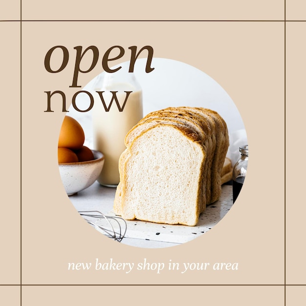 Free PSD open now psd ig post template for bakery and cafe marketing