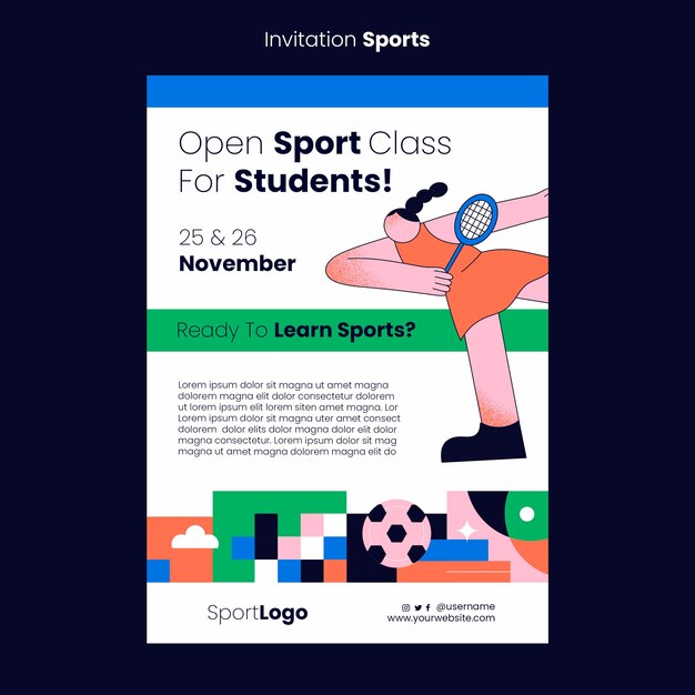 Open sports classes invitation template