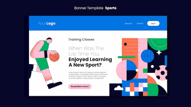 Free PSD open sports classes landing page template
