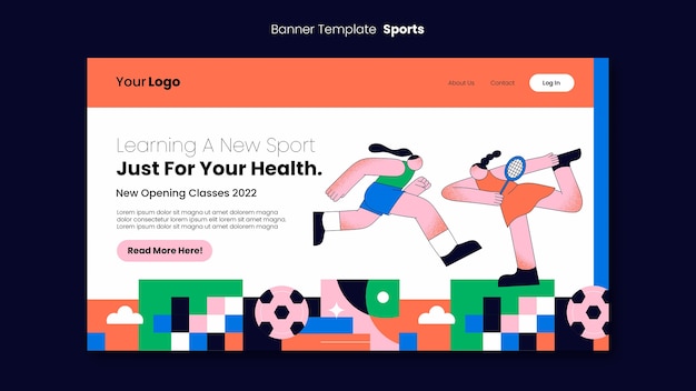 Free PSD open sports classes landing page template