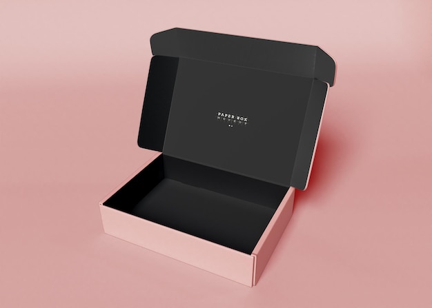 Opened paper box mockup