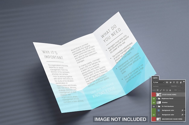 Opened tri-fold flyer mockup: PSD template – Free download