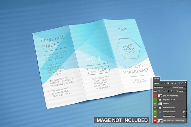 Free PSD opened tri-fold flyer mockup