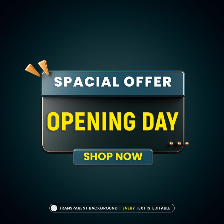 Free PSD opening day background with editable text effect