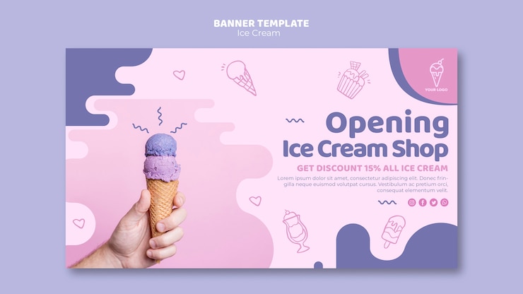 Free PSD opening ice cream shop banner design
