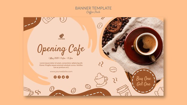 Opening shop coffee banner template