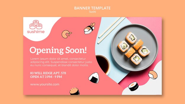 Free PSD opening soon sushi banner template