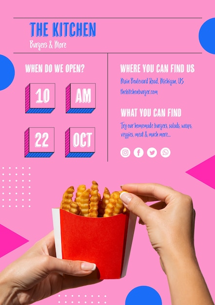 Free PSD opening time kitchen with french fries