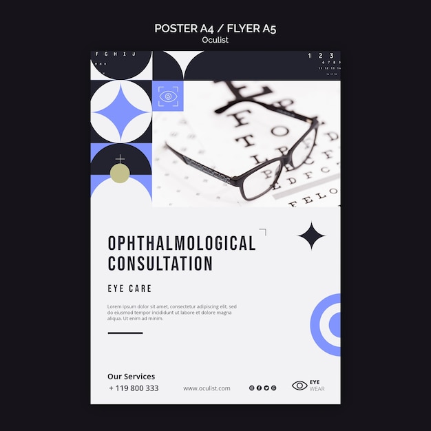 PSD gratuito modello di poster di consultazione oftalmologica