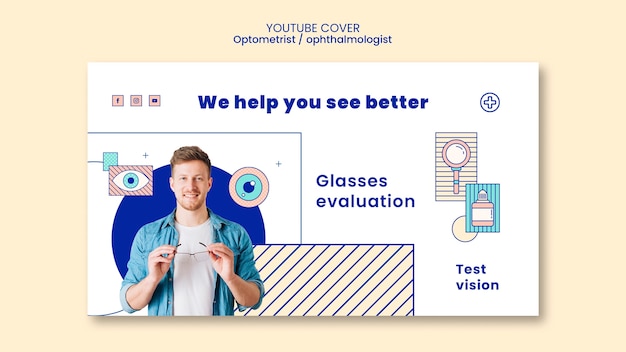 PSD gratuito design del modello optometrista