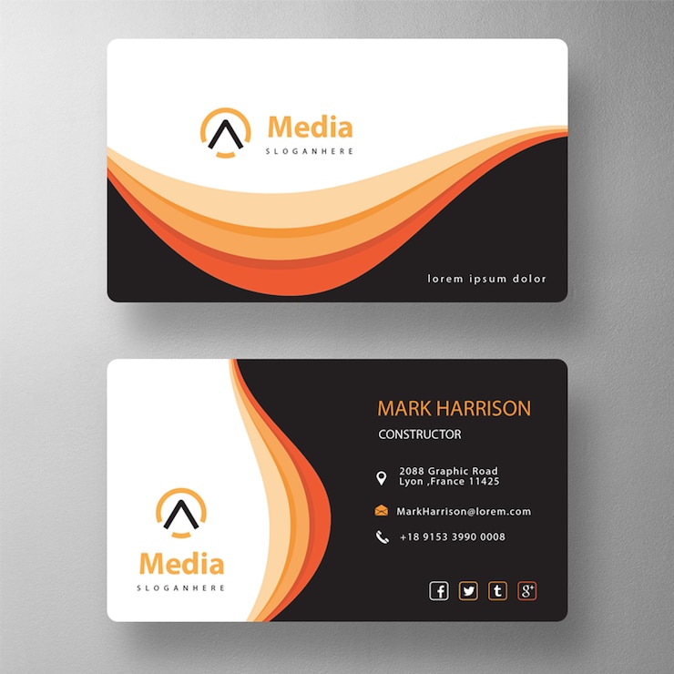 Free PSD orange elegant psd visit card