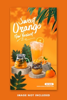 Orange juice drink menu social media post instagram template for restaurant promotion