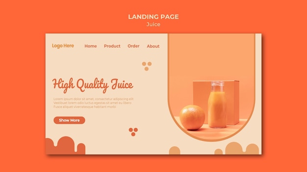 Free PSD orange juice landing page template