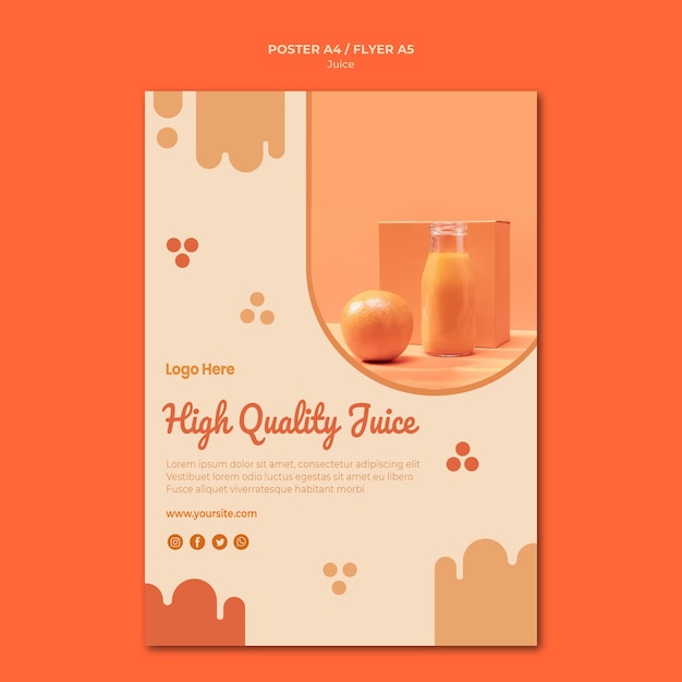 Orange juice poster template with photo