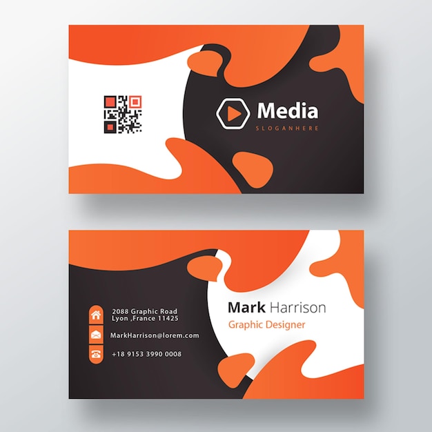 Free PSD orange shape visit card psd template