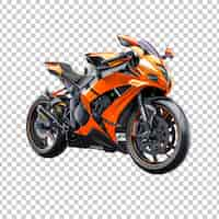 Free PSD orange sports bike motorcycle on a transparent background