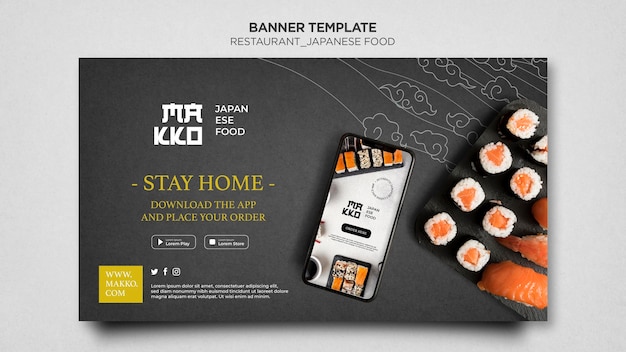 Free PSD order sushi from home banner web template