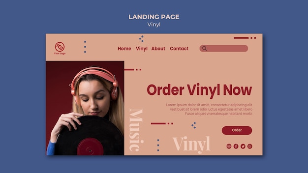 Free PSD order vinyl landing page template