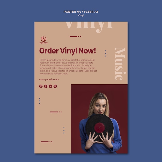 Free PSD order vinyl now poster template