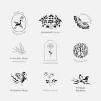 Free PSD organic branding logo psd template vintage collection