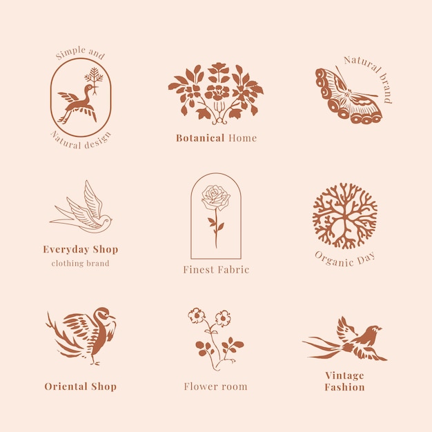 Free PSD organic branding logo psd template vintage collection