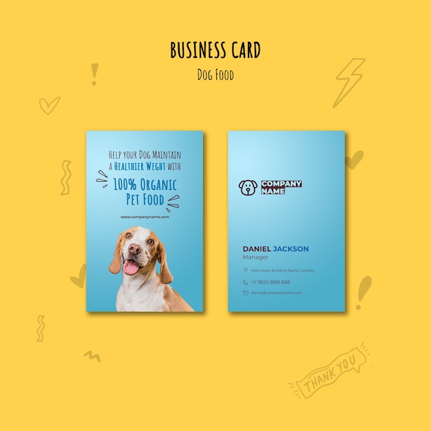 Organic dog food business card template