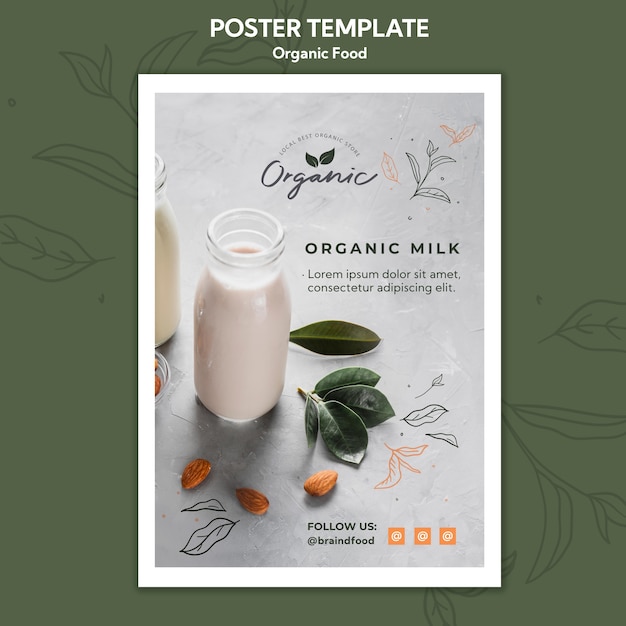 유기농 식품 템플릿 포스터 무료 PSD 파일