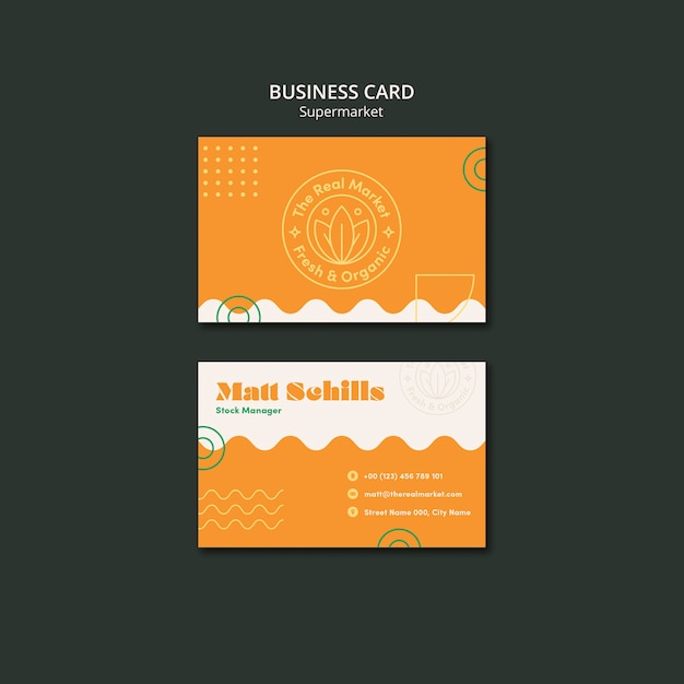 Free PSD organic fresh food horizontal business card template