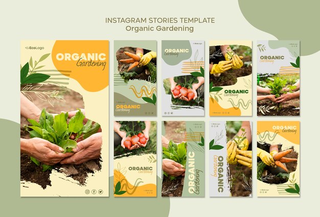 Organic gardening stories template with photo
